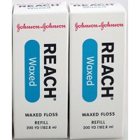 2 x J&J REACH DENTAL FLOSS - PROFESSIONAL SIZE - Dental Floss, Waxed, Unflavored, 200 yds